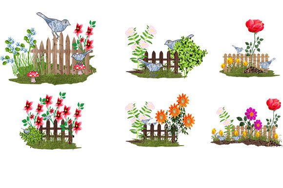 A Set of 6 Garden Flowers: Versatile Clipart for Creative Projects
