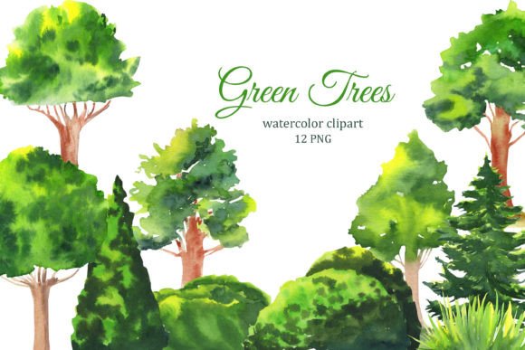 Bringing Nature to Digital Design: The Versatility of Watercolor Greenery Trees Clipart