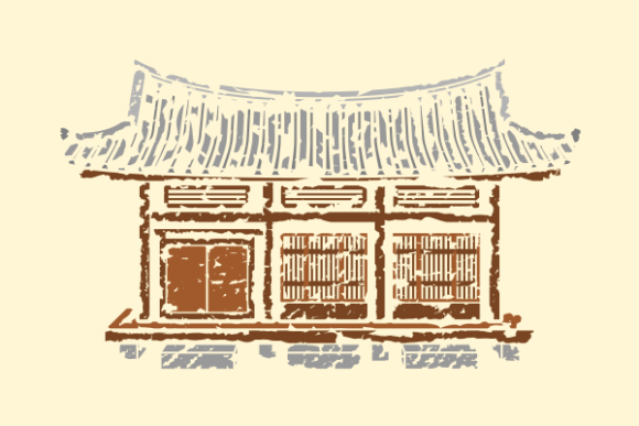 Brushed Wide Traditional Korean House: A Design Resource for Cultural Illustration