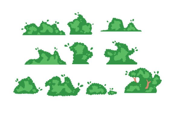 Bushes Vector Flat Design for Creative Projects