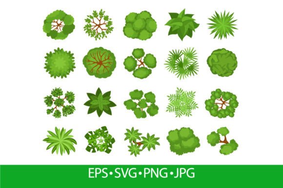 Cartoon Top View Trees, Plants, Bushes: A Strategic Asset for Landscape Design