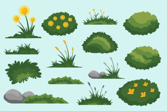 Green Bushes and Grass Cartoon: A Versatile Asset for Creative Projects