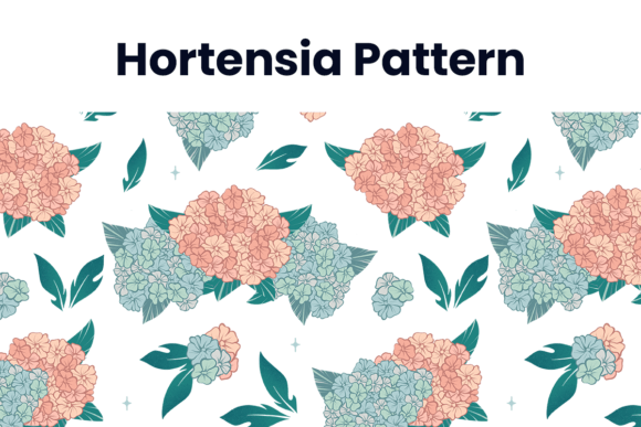 Hortensia Flower Seamless Pattern PNG