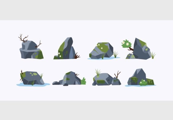 Rocks and Bushes: A Versatile Nature Vector Collection
