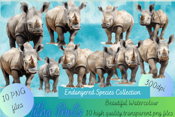 Watercolour Black Rhino: A Premium Design Asset